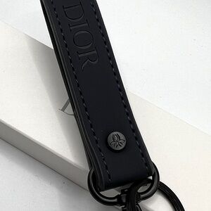 Dior Navy Logo Keychain | Faux Leather | Black Hardware | BNIB GWP